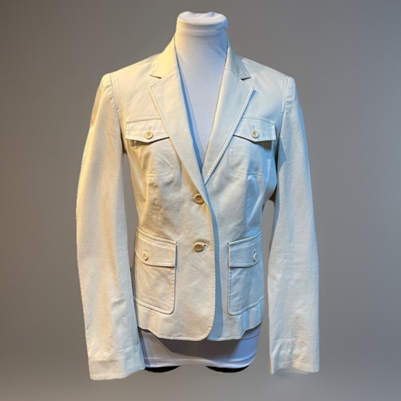 Designer Body by Victoria Women's sz 6 Dressy Beige Blazer Jacket MSRP $148 - Picture 1 of 8